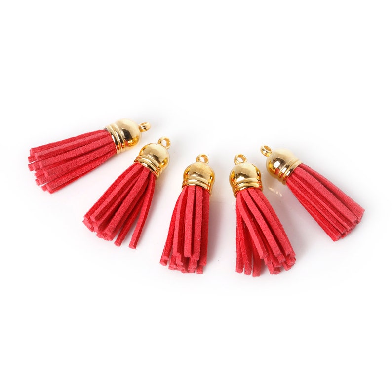 Suede Tassel Gold Cap 35mm Faux Leather Tassel Charm Jewelry Etsy