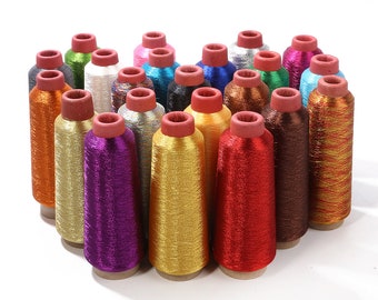 3500 Yards Metallic Embroidery Threads - Fil à coudre - Silk Thread Line Durable Overlock Textile Metallic Yarn Woven Line