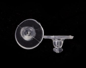 100 pcs Pendiente de plástico transparente Espaldas Pendientes Tuercas Tapones de poste para el oído - 11mmx6mm