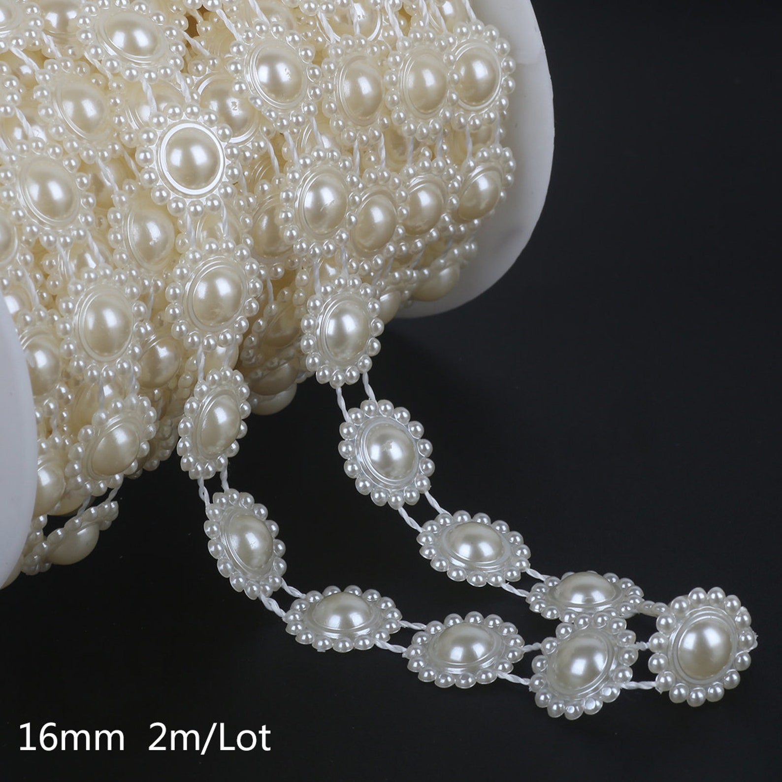 Pearl Trim Ivory Flower Chain, String of Pearls, Strand of Pearls, Faux ...
