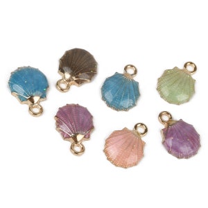 10pcs Clam Charms, Clam Earring Charms, Purple Clam, Green Clam, Pink Clam, Blue Clam, Brown Clam