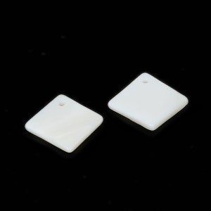20pcs Conchiglia Bianca Naturale Perline Quadrate - Charm Quadrato Bianco - Conchiglia Quadrata - Madreperla - 16mm 20mm