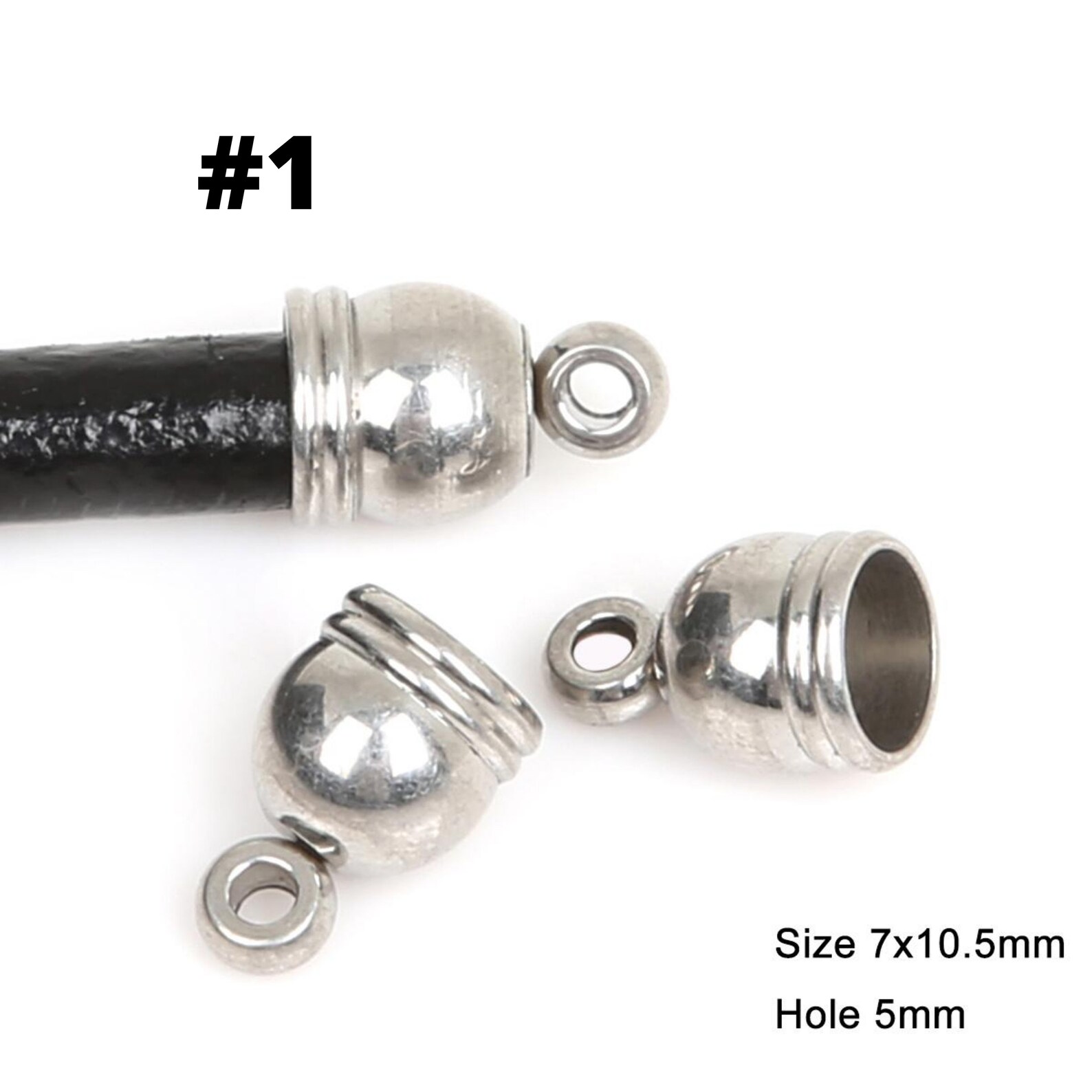 10pcs Stainless Steel Wire Rope Thread Cord Metal Crimps End Caps for ...