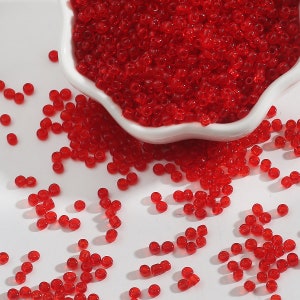 12/0 8/0 6/0 Perle di semi cechi trasparenti rossi 2mm 3mm 4mm - Rocailles trasparenti rosse - Perle di semi trasparenti rosse