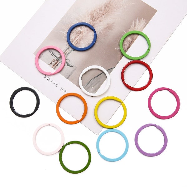 30mm Candy Color Rond Métal Porte-clés Porte-clés - Circle Keychain DIY Charm Accessoires - Fabrication de bijoux