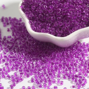 12/0 8/0 6/0 Colore Viola Foderato Perle di Semi Trasparenti 2mm 3mm 4mm - Colore Viola Opaco All'interno di Perle di Semi di Vetro - Colore Viola Foderato Rocailles