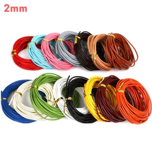 Cordon rond en cuir 1/1.5/2/3mm 16 couleurs Bracelet Cordon en cuir Cordon Boho 5 mètres image 8