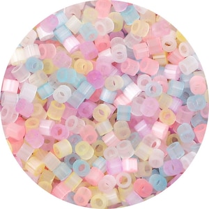 2,5 mm Candy Mix Cat Eye Tube Beads - Perline di semi di tubo di vetro color caramella - Perlina a forma di tubo cilindrico - Occhio di gatto - Dimensione foro 1 mm - 740 pezzi