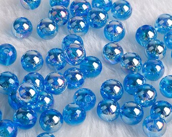 PONABEADIY 200 Perline Acriliche Blu Opache Da 10 Mm – In Scatola, Foro 1,8 Mm, Per Creare Collane, Bracciali E Orecchini Fai-da-te