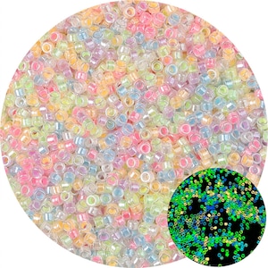 2,5 mm Arcobaleno che si illumina al buio Perline di vetro - Alta qualità - Perline arcobaleno luminose che cambiano colore - Dimensione foro 1 mm - 700 pezzi