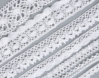 6 PATTERNS White Lace Ribbon Roll 5 Yards | Ornamental Lace Roll | Decorative Lace Roll | 10mm 12mm 16mm 20mm 27mm 38mm