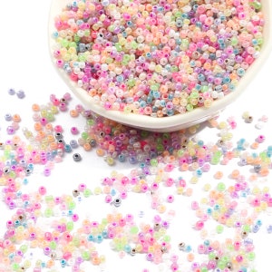 12/O 8/O Rainbow Ceylon Seed Beads 2mm 3mm - Rainbow Ceylon Rocailles - Rainbow Pastel Seed Beads