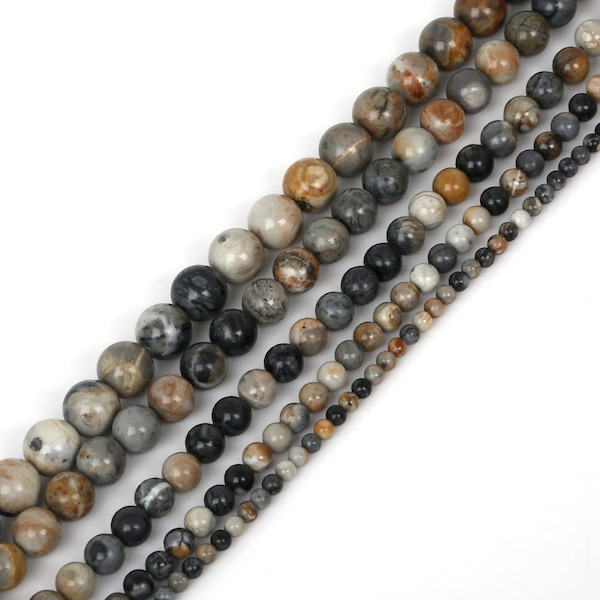 Natural Picasso Jasper suaves cuentas de piedra redondas 15" full strand piedras preciosas al por mayor 4 mm 6 mm 8 mm 10 mm 12 mm