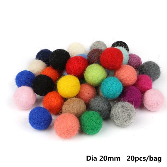 100% Wool Felt Balls - 100 Pieces | Hand-Felted Pom Poms | Pure Wool Beads | Felt Ball DIY (20mm Mixed Color)