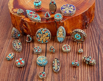 16 Choices of Nepali Brass Beads - Nepal Beads - Nepali Charms - Tibetan Beads - Ethnic Beads - Tribal Beads - 1 Piece