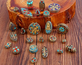 16 Choices of Nepali Brass Beads - Nepal Beads - Nepali Charms - Tibetan Beads - Ethnic Beads - Tribal Beads - 1 Piece