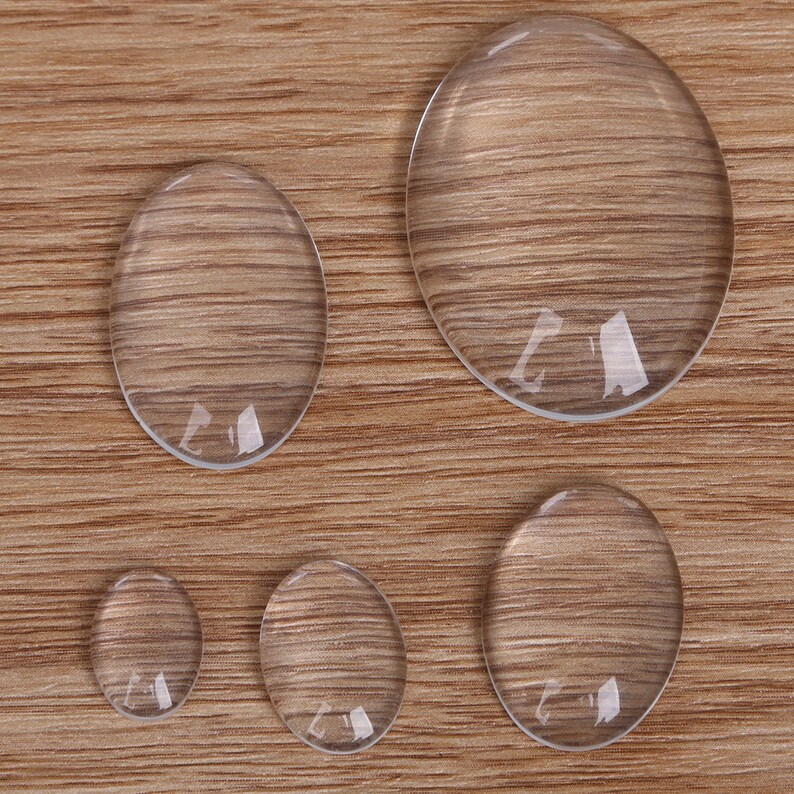 Clear Glass Cabochons – Oval Dome 18x25mm – Flat Back Magnifying Cabs For Crafting