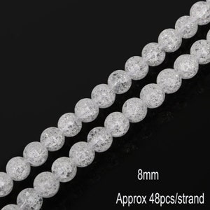 Clear White Gemstone Round Crackle Cracked Crystal Stone Strand Beads 4mm 6mm 8mm 10mm 12mm For DIY Beading Jewelry Making image 8