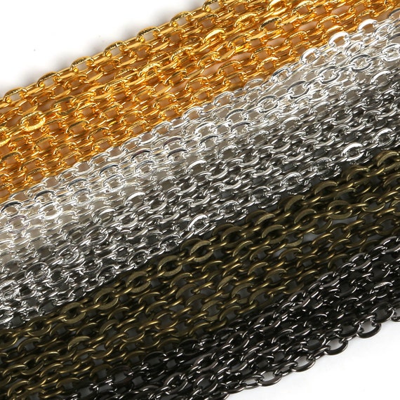 5 Meters of Steel Cable Chain 3 Sizes - Gold Chain - Silver Chain - Bronze Chain - Rhodium Chain - Gun Metal Chain - Necklace Chain
