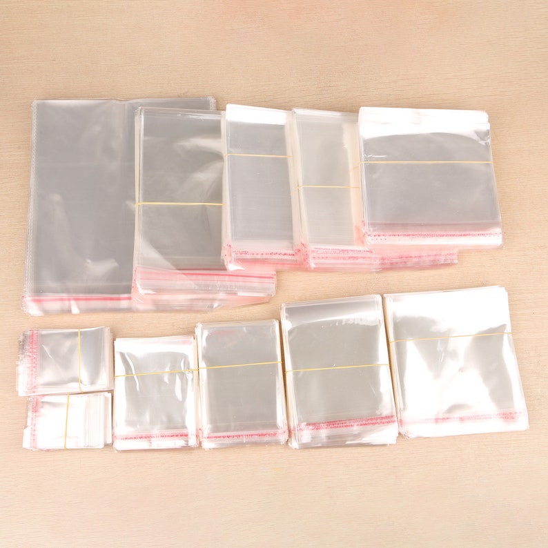 12 SIZES 200pcs Clear Self Adhesive Seal Plastic Bags Transparent Resealable Cellophane OPP Packing Poly Bags image 6