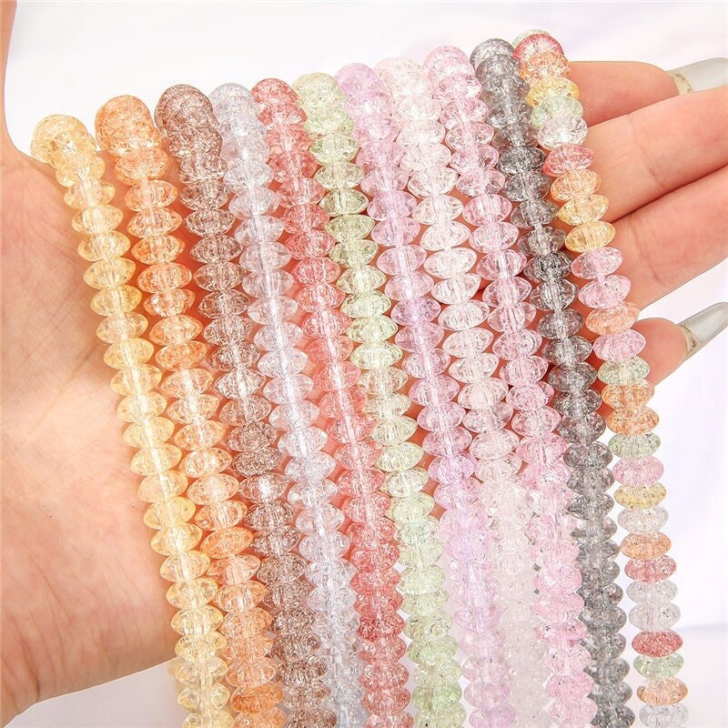 thumbnail image 2 of Crystal Beads 6x8mm Facet Rondelle - Clear AAA Grade For Jewelry Making - Lead & Nickel Free 2 of 14
