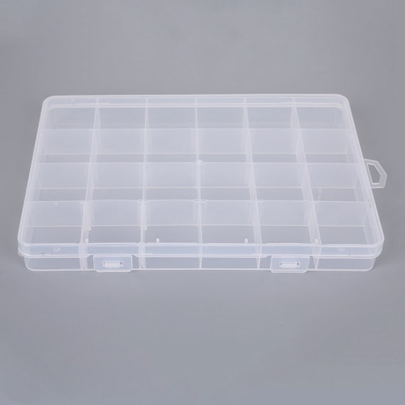 24 Grid Adjustable Clear Transparent Jewelry Storage Box Ring