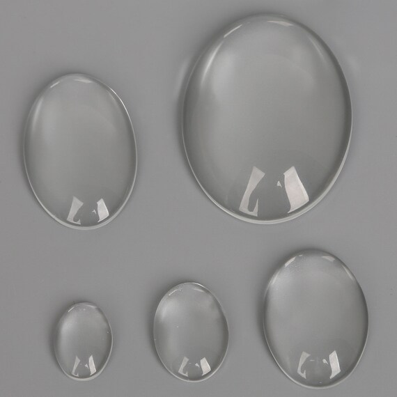 20 Stück Ovale Glas-Cabochons Klar, 18x25 Mm, Mit Flacher Rückseite Für Schmuckherstellung