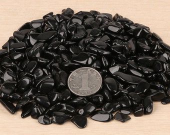 Bulk 100g Natural Black Obsidian Chip Stone (approx 7mm~9mm) Small Black Obsidian Rocks, Small Crystal Stone Rocks