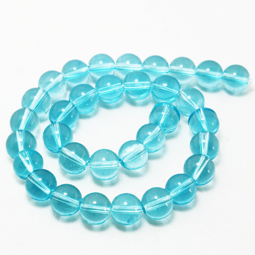 Aqua Blue Crystal Glass Beads Round Smooth 4mm 6mm 8mm 10mm Etsy