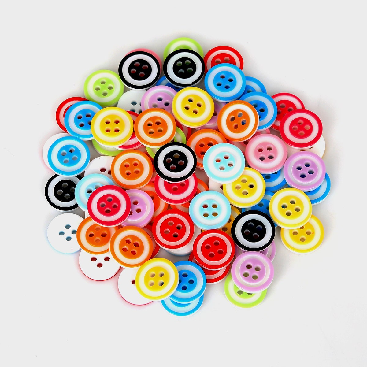 Bottoni Colorati Arcobaleno 12mm 2 Fori - 50 Pezzi In Resina Per Cucito Fai Da Te, Scrapbooking E Abbigliamento Bambino