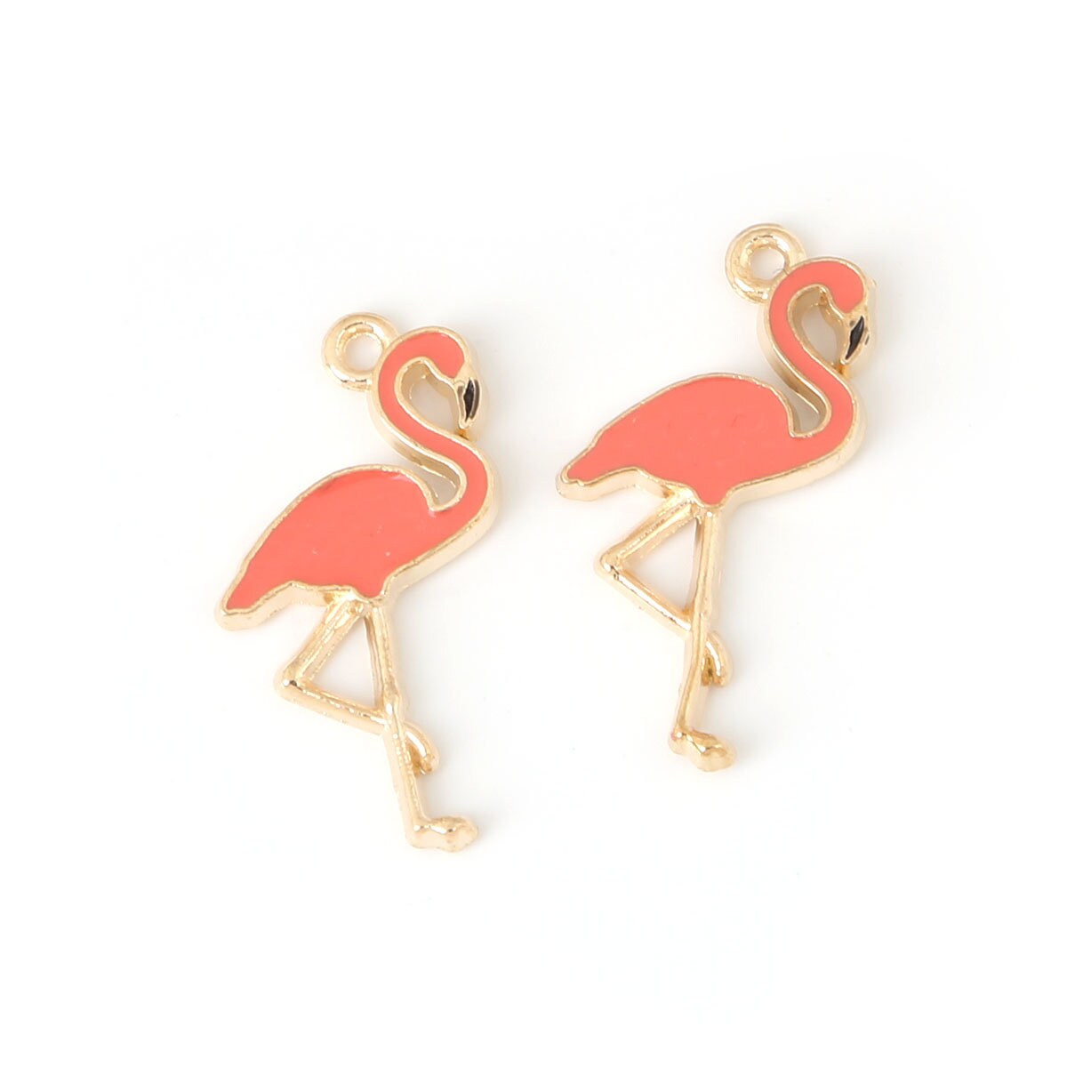 Bulk Pink Flamingo Charms Bulk Beach Charms Tropical Charm Bulk Flamingo Charms Gold Plated Enamel Charms