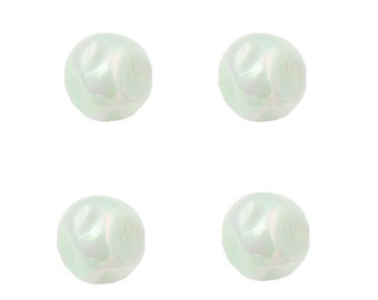 16mm Green Acrylic Pearl Irregular Beads - Pearl Like Beads - Cream Color Squished Beads - Fun Beads - 3mm Hole Size - 4 Pieces