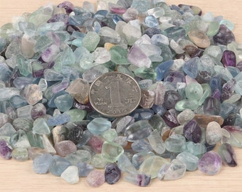 Bulk 100g Natural Rainbow Fluorite Chip Stone (approx 7mm~9mm) Small Rainbow Fluorite Rocks, Small Crystal Stone Rocks