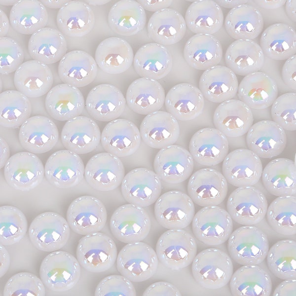 8 SIZES Iridescent White Flatback Half Round Pearls for Embellishments - Mixed Pearls - 3mm 4mm 5mm 6mm 8mm 10mm 12mm 14mm