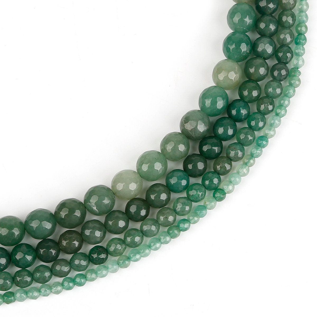 Perle Rotonde Sfaccettate In Avventurina Verde Naturale 12mm – 15 Pezzi Per Creazione Gioielli