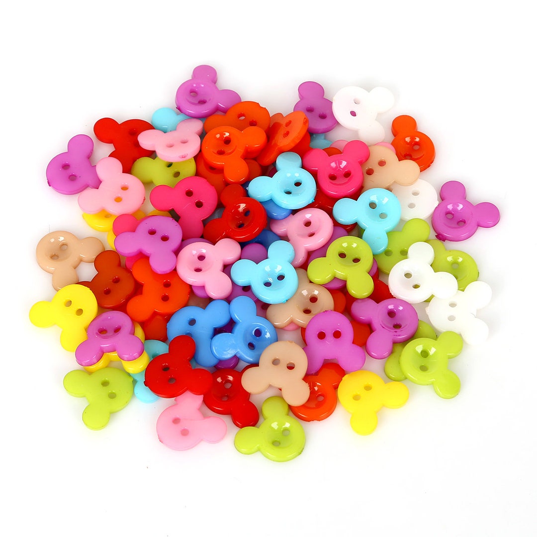50pcs Mixed Mickey Mouse Buttons / Rainbow Mickey Mouse 2 Holes Plastic