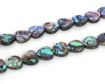 12x12mm Herz Abalone Natürliche Muschelperlen, 3mm Dicke, 15" Strang ca. 33 Perlen