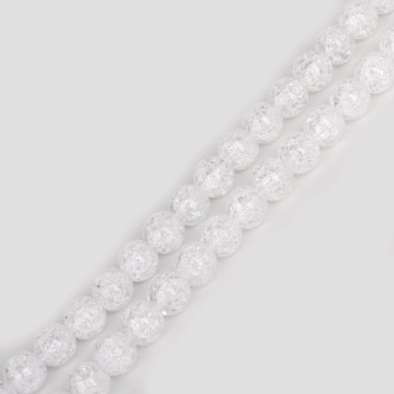 Clear White Gemstone Round Crackle Cracked Crystal Stone Strand Beads 4mm 6mm 8mm 10mm 12mm For DIY Beading Jewelry Making image 3