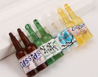 4 pcs Spirits Bottle Charm - Soju Bottle Charm - Beer Bottle Charm - Resin Charm Pendant Jewelry