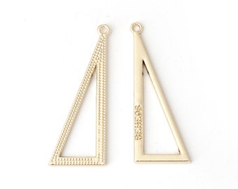 10pcs - Triangle Charms, Gold Plated Triangle Pendant, Geometric Jewelry, Gold Charm, Necklace Charm, 13*36mm