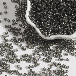 12/0 8/0 6/0 Perle di semi rondelle grigie 2mm 3mm 4mm - Perle di semi di vetro grigio foderate in argento - Rocailles grigie - Perle di semi grigie