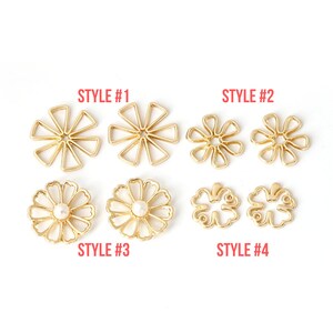 10 Gold Flower Charms 4 Styles, Floral Charm, Gold Charms, Earring Charms image 2