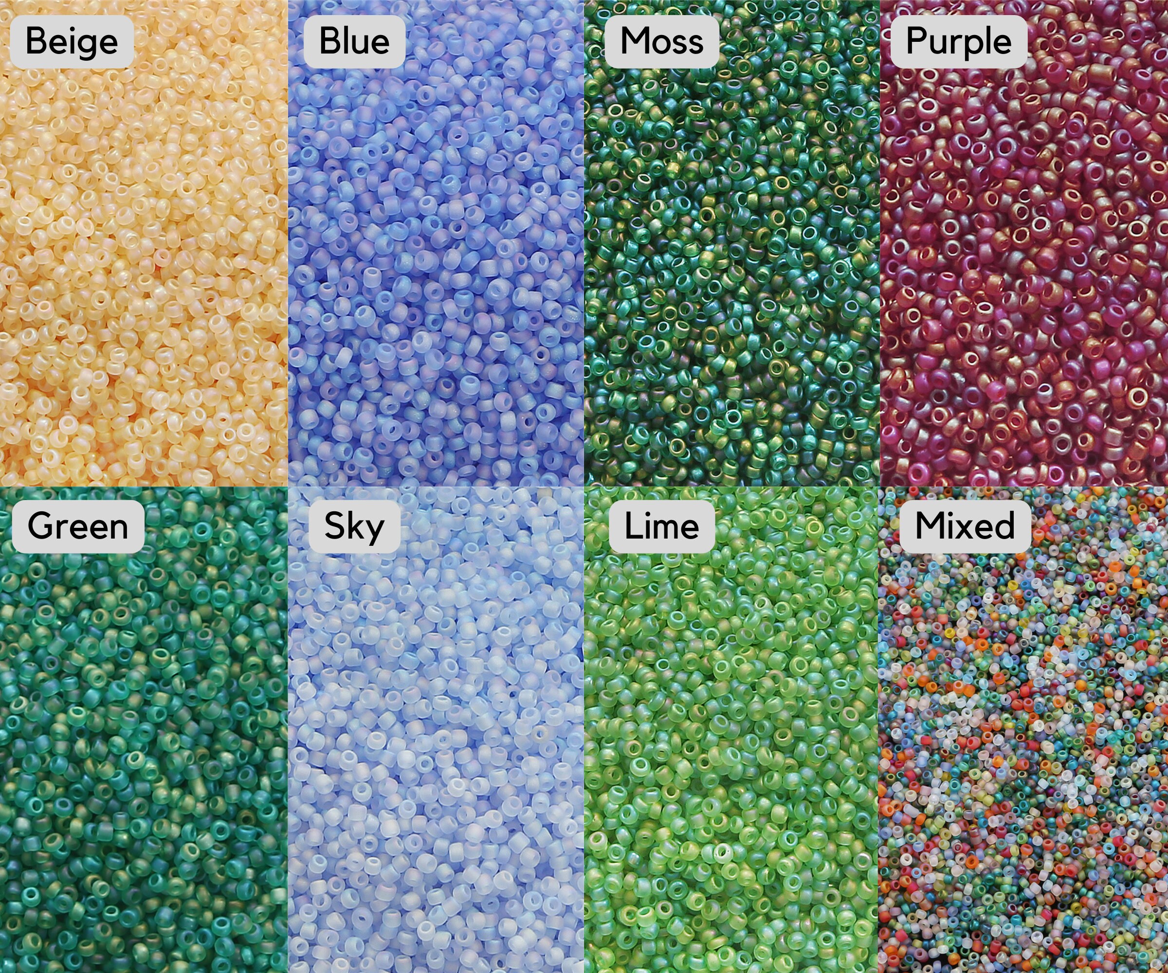 Ab Color 12/0 8/0 Matte AB Seed Beads in 19 Colors 2mm 3mm - Colorful Iridescent ...