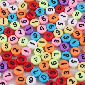 100 surtidos números mixtos Alfabeto Kandi Cuentas - Rainbow Acrylic Number Beads
