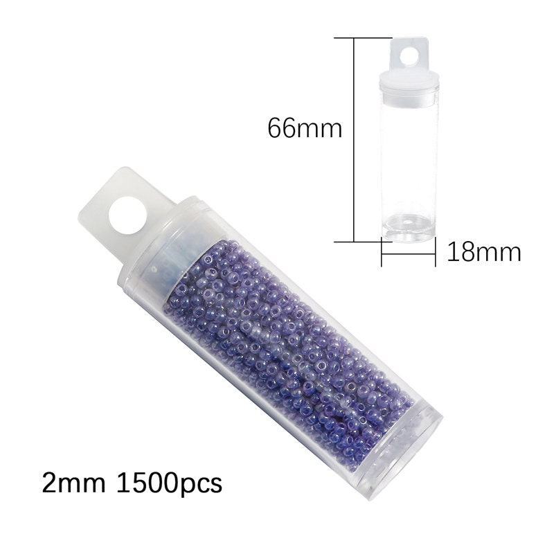KERGAEN kergaen 2mm sliver lined glass seed beads about 24000pcs in storage  box,12/0 small craft seed beads for jewelry making (1000p