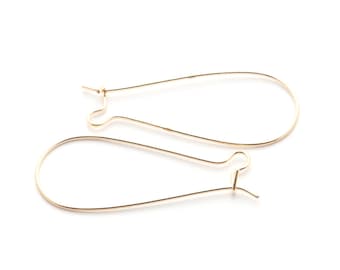 100 alambres de oro de acero para las orejas de riñón 16X38 mm, ganchos largos para pendientes que fabrican suministros