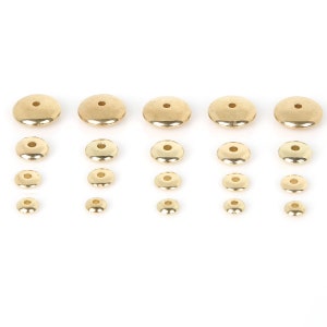 Gold Disc Spacer Beads - Gold Round Discs - Rondelle Spacer Donut Beads - Domed Heishi Washer Spacers