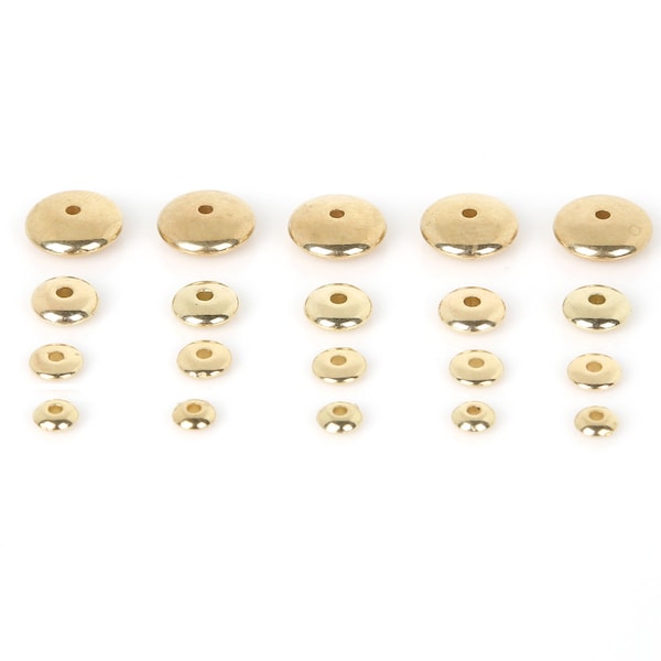 Gold Disc Spacer Beads - Gold Round Discs - Rondelle Spacer Donut Beads - Domed Heishi Washer Spacers