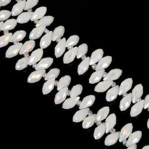 50pcs White Jade AB Crystal Teardrop Faceted Glass Beads - 6x12mm - White Jade AB Briolette