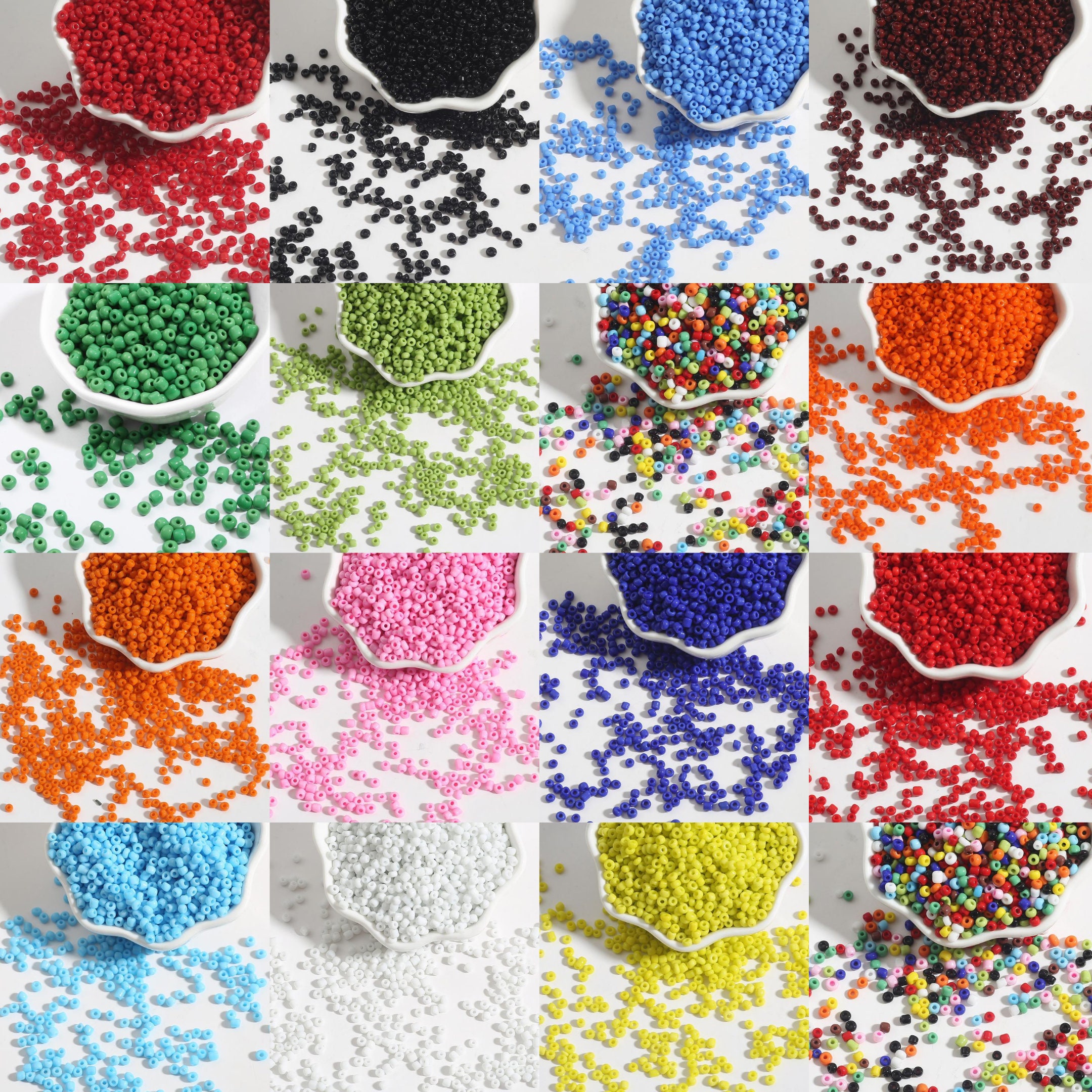 12/0 8/0 6/0 Opaque Seed Beads 2mm 3mm 4mm - Opaque Rocailles - Assorted Seed Beads